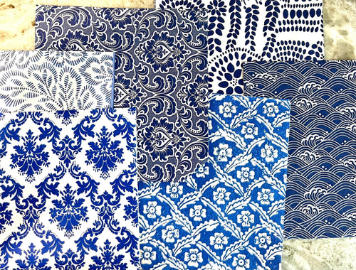 Blue and white design, decoupage napkins , a bundle of 10
