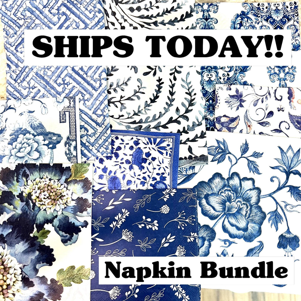 Blue and white design, decoupage napkins , a bundle of 10