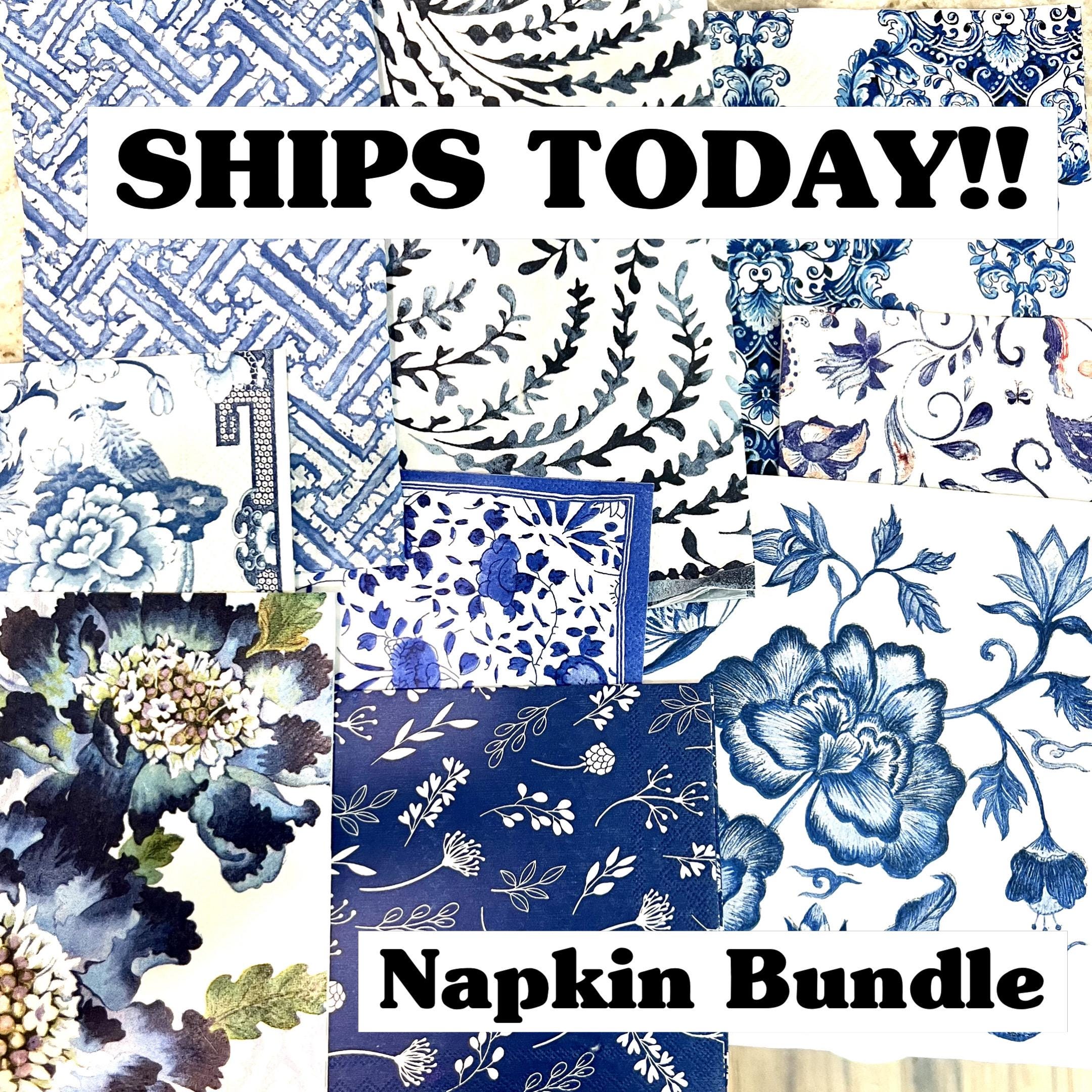 Blue and white design, decoupage napkins , a bundle of 10