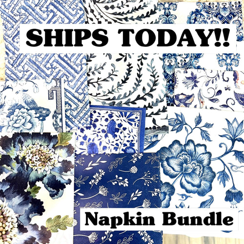 Blue and white design, decoupage napkins , a bundle of 10