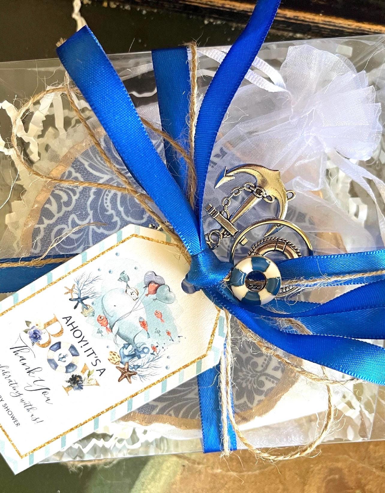 BLUE & WHITE scallop shell ring dish bridal shower favor. Bulk luxury beach wedding coastal favor dish. CHINOISERIE shell ring dish favor.