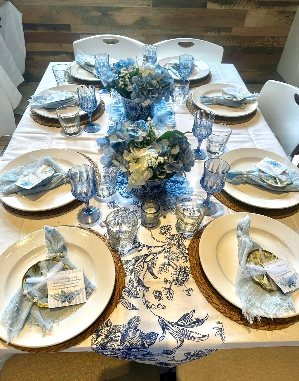 BLUE & WHITE scallop shell ring dish bridal shower favor. Bulk luxury beach wedding coastal favor dish. CHINOISERIE shell ring dish favor.
