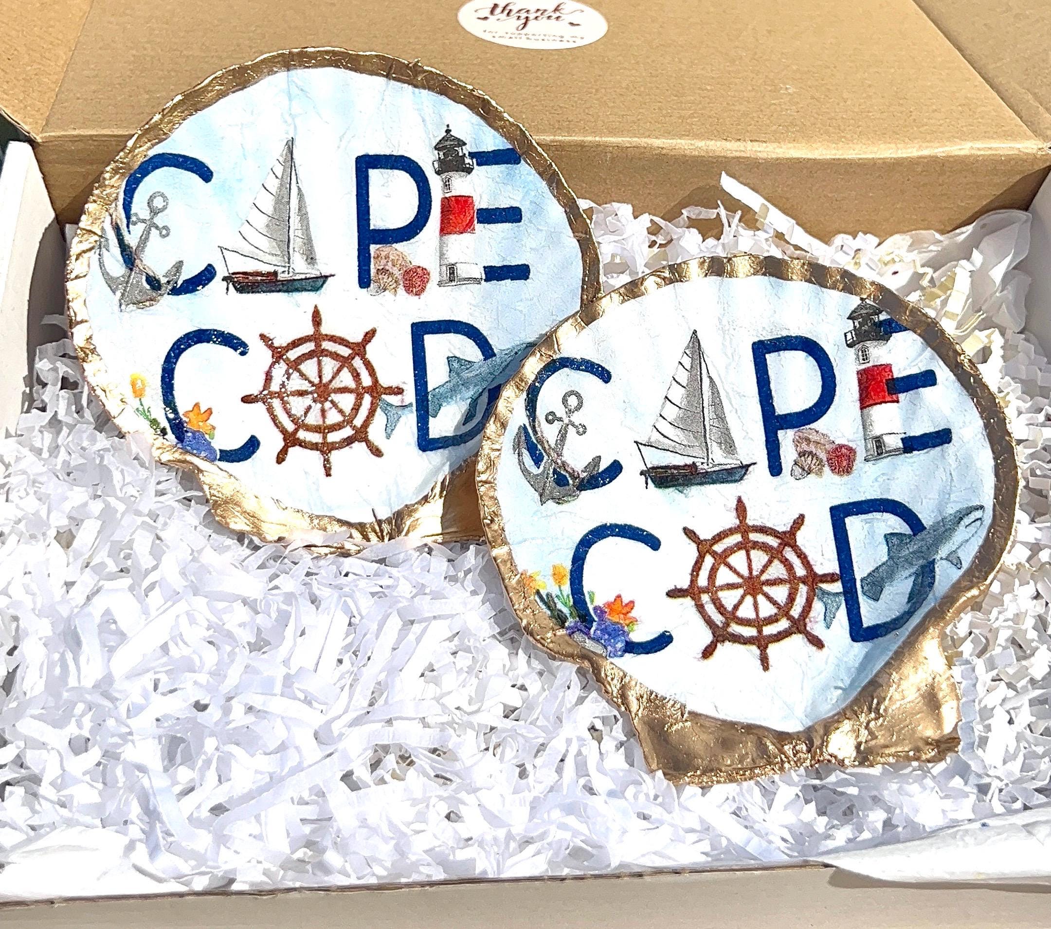 Cape cod wedding favor idea decoupaged shell dish jewelry tray. Beach wedding favor Cape Cod shell dish Coastal favor idea Cape Cod party