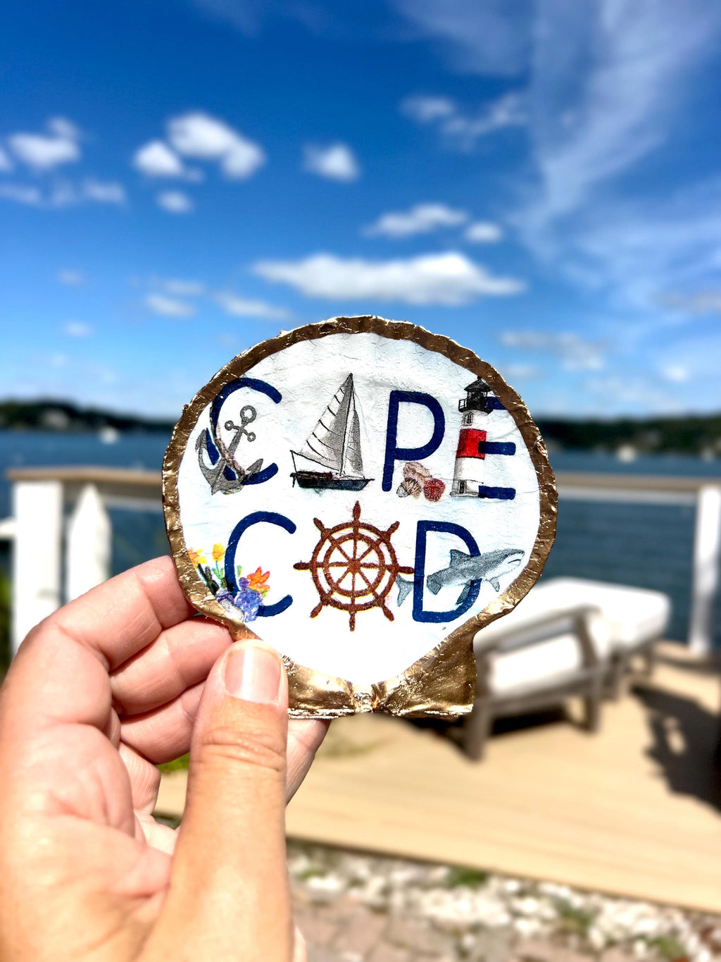 Cape cod wedding favor idea decoupaged shell dish jewelry tray. Beach wedding favor Cape Cod shell dish Coastal favor idea Cape Cod party