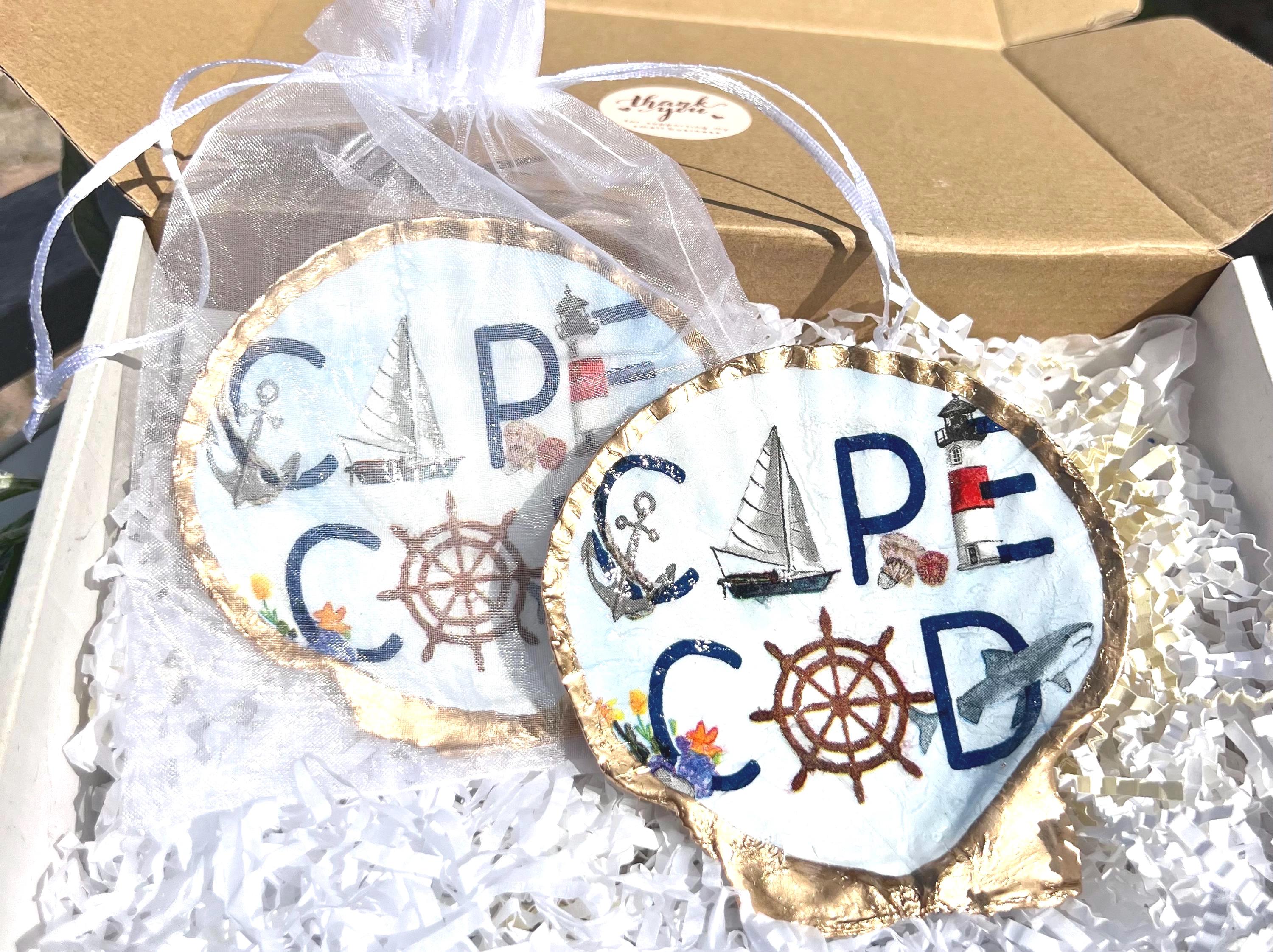 Cape cod wedding favor idea decoupaged shell dish jewelry tray. Beach wedding favor Cape Cod shell dish Coastal favor idea Cape Cod party
