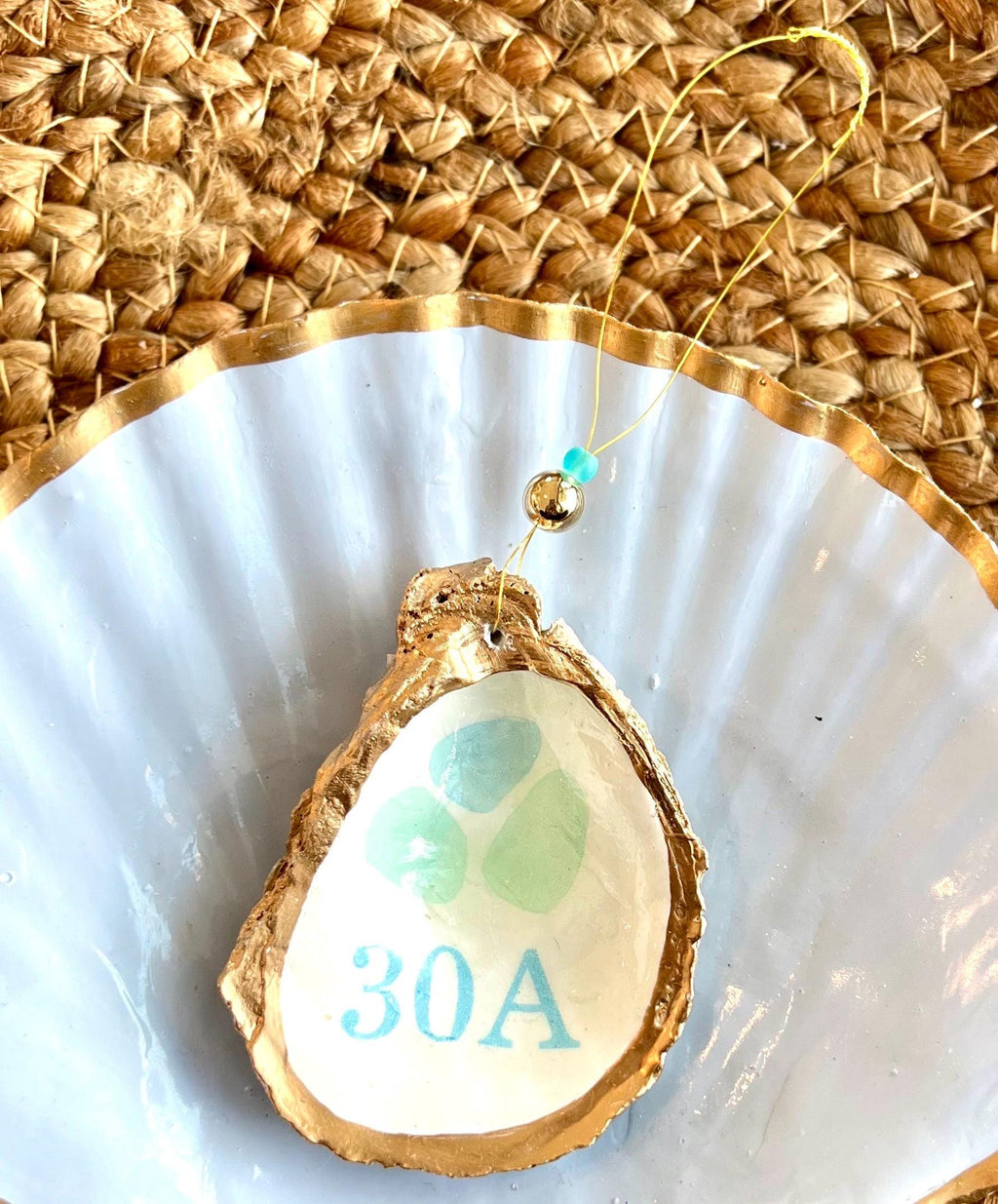 30A oyster shell Ornament. 30A christmas ornament. Florida Panhandle Ornament 30A wedding Seaside Seaglass shell ornament. 30a bachelorette