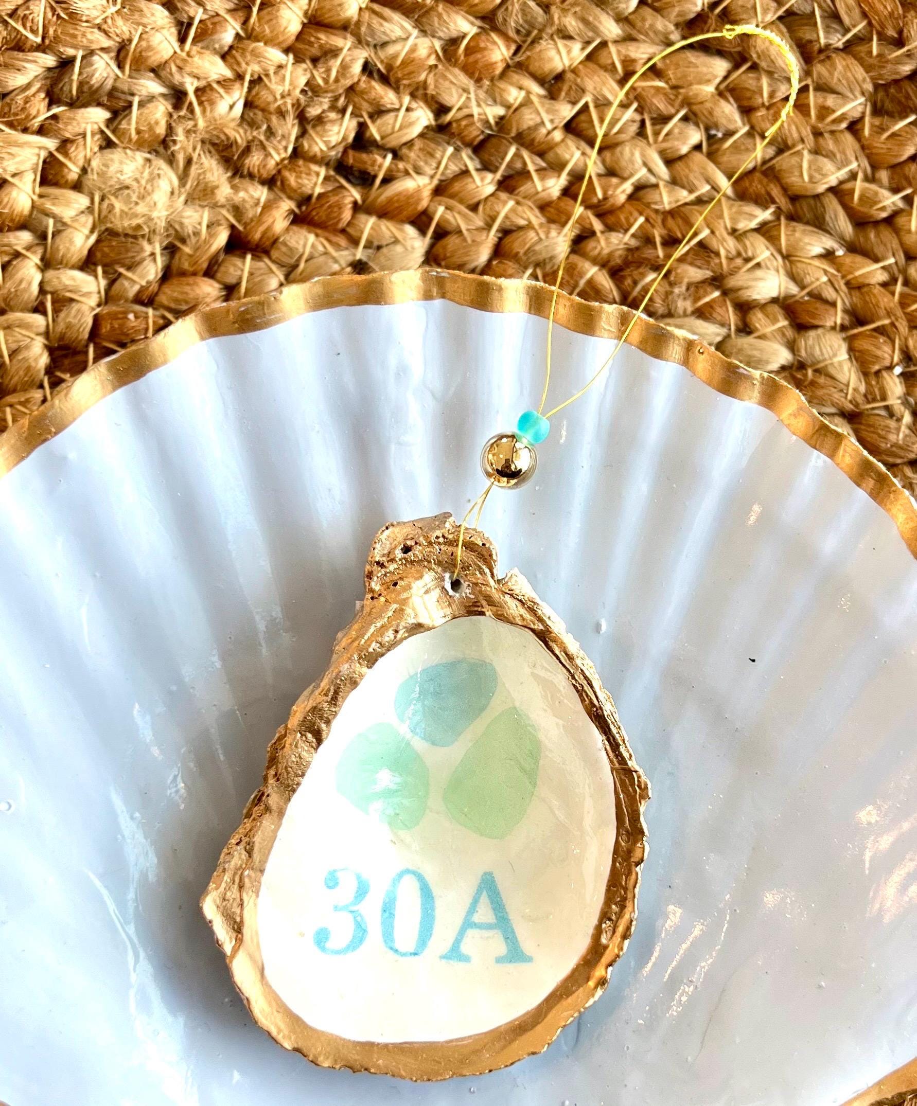 30A oyster shell Ornament. 30A christmas ornament. Florida Panhandle Ornament 30A wedding Seaside Seaglass shell ornament. 30a bachelorette