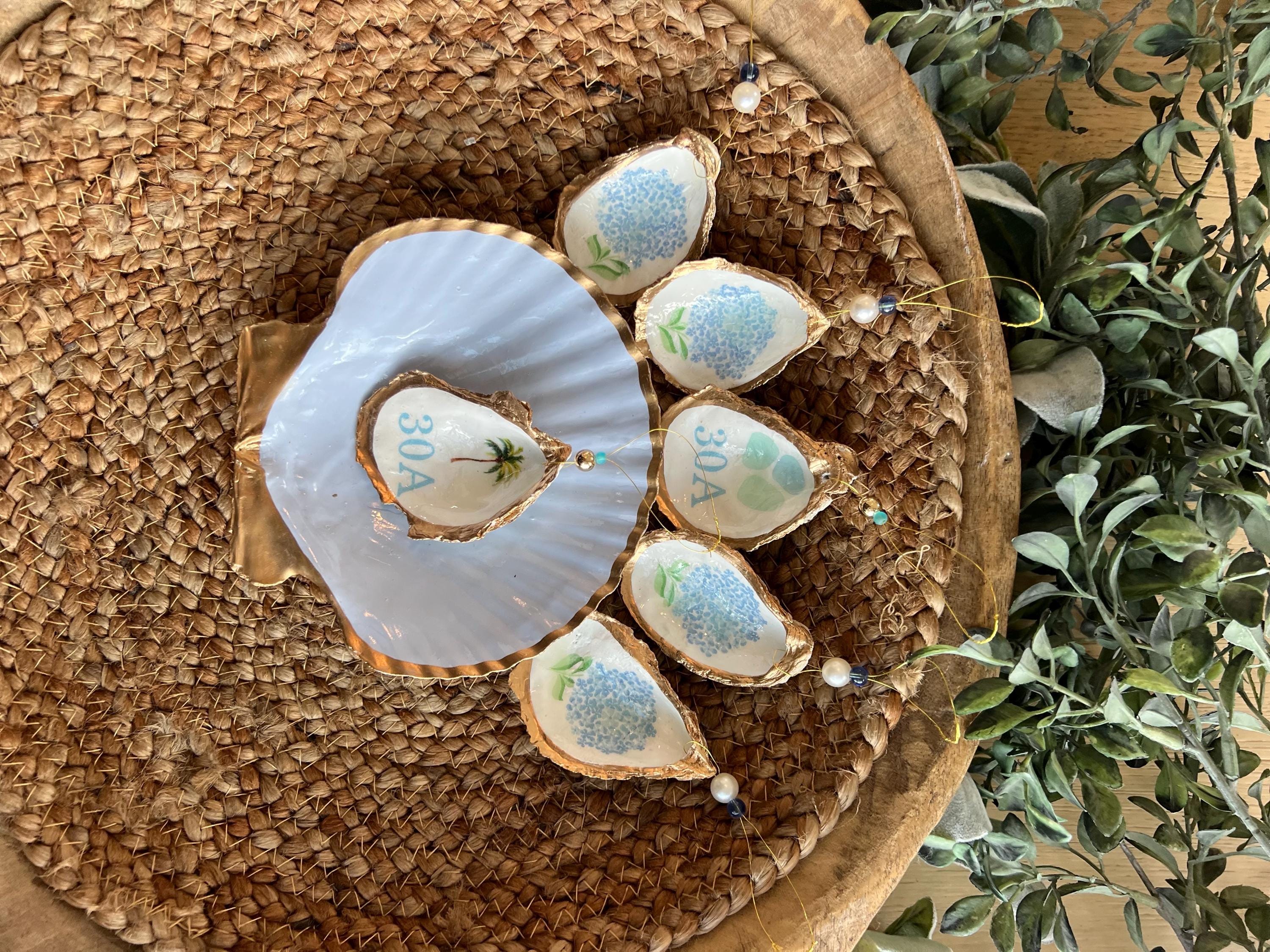 30A oyster shell Ornament. 30A christmas ornament. Florida Panhandle Ornament 30A wedding Seaside Seaglass shell ornament. 30a bachelorette