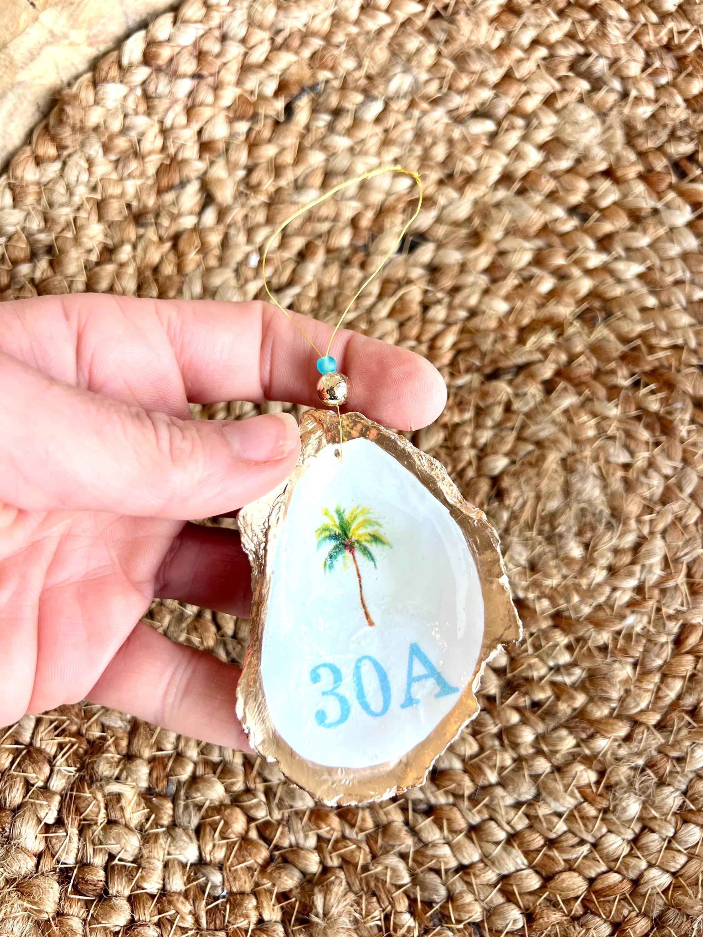 30A oyster shell Ornament. 30A christmas ornament. Florida Panhandle Ornament 30A wedding Seaside Seaglass shell ornament. 30a bachelorette