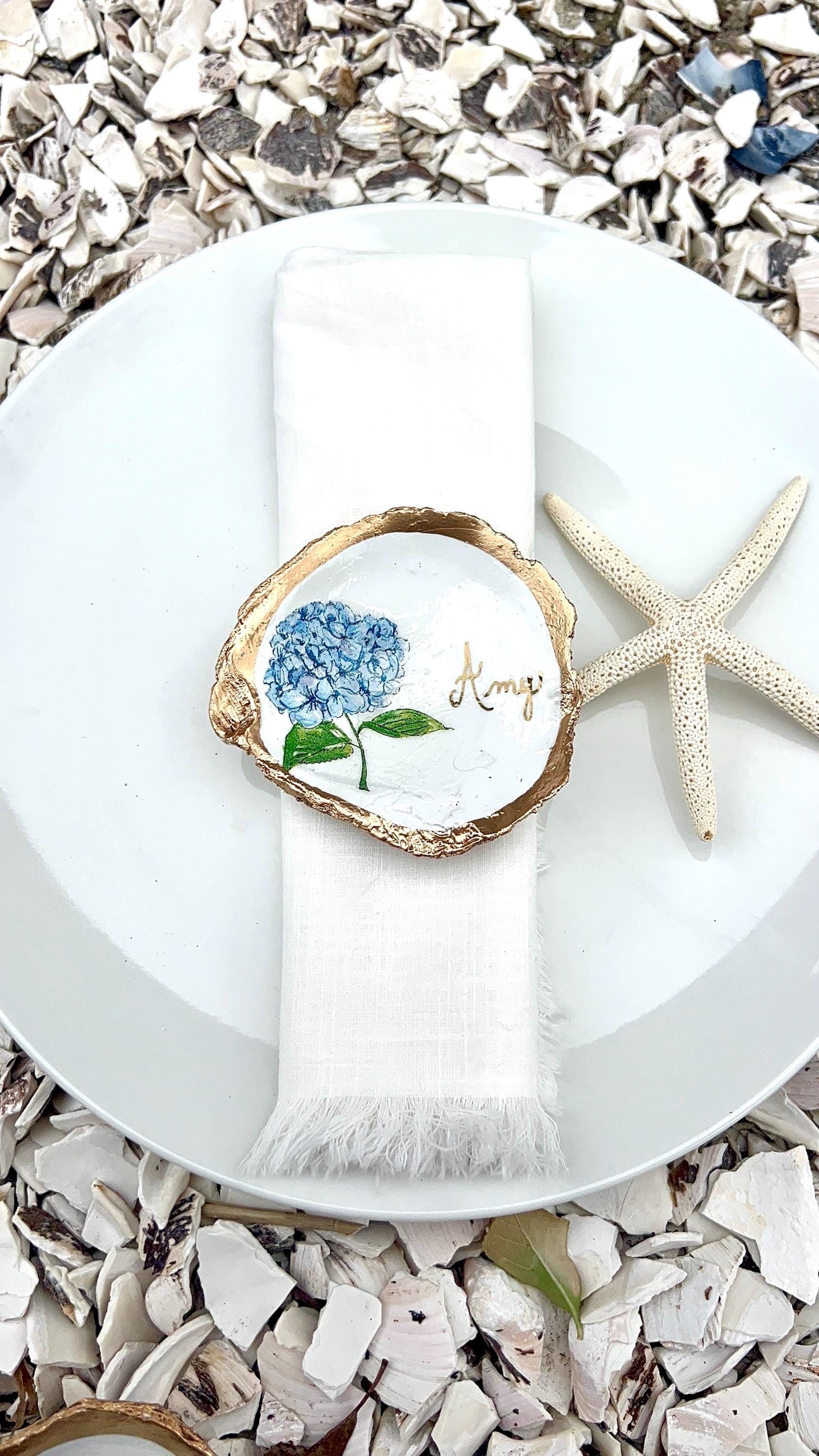 Amalfi Coast Lemon Oyster Shell Place Cards | Capri Coastal Wedding Decor | Mediterranean Table Setting | Italian Summer Party Escort Cards