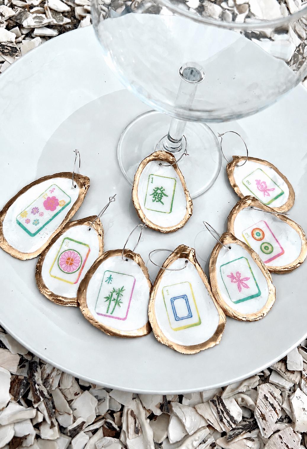 Custom Mahjong Tile Oyster Shell Pendant Necklace – Handcrafted Coastal Mahjong Jewelry, Personalized Mahjong Gift, Gold Oyster Mahj Gift