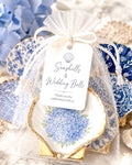 BLUE & WHITE Coastal event favor shell dish for elegant yacht club wedding. VIP guest gift trinket dish beach wedding favor bridal shower