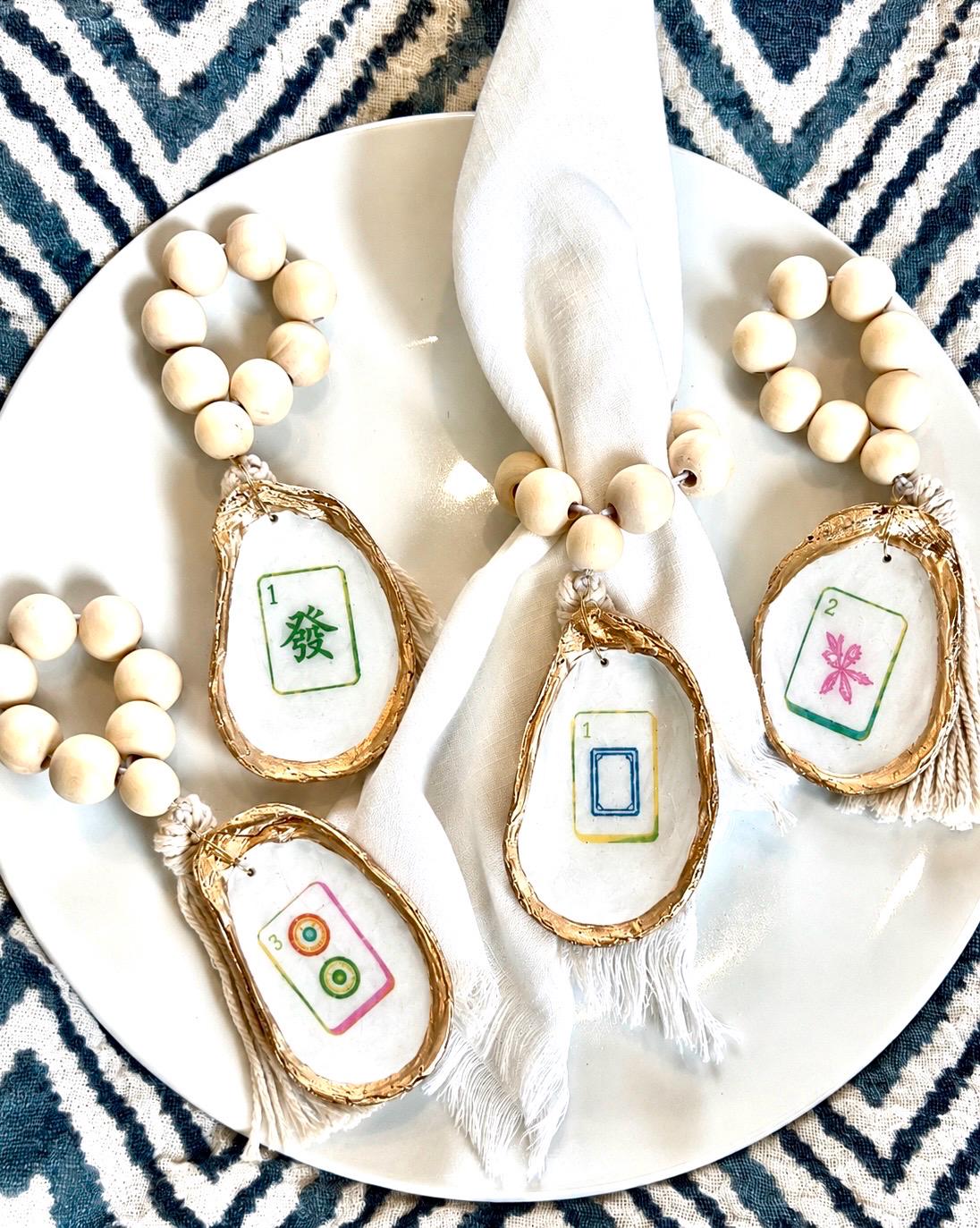 Custom Mahjong Tile Oyster Shell Pendant Necklace – Handcrafted Coastal Mahjong Jewelry, Personalized Mahjong Gift, Gold Oyster Mahj Gift