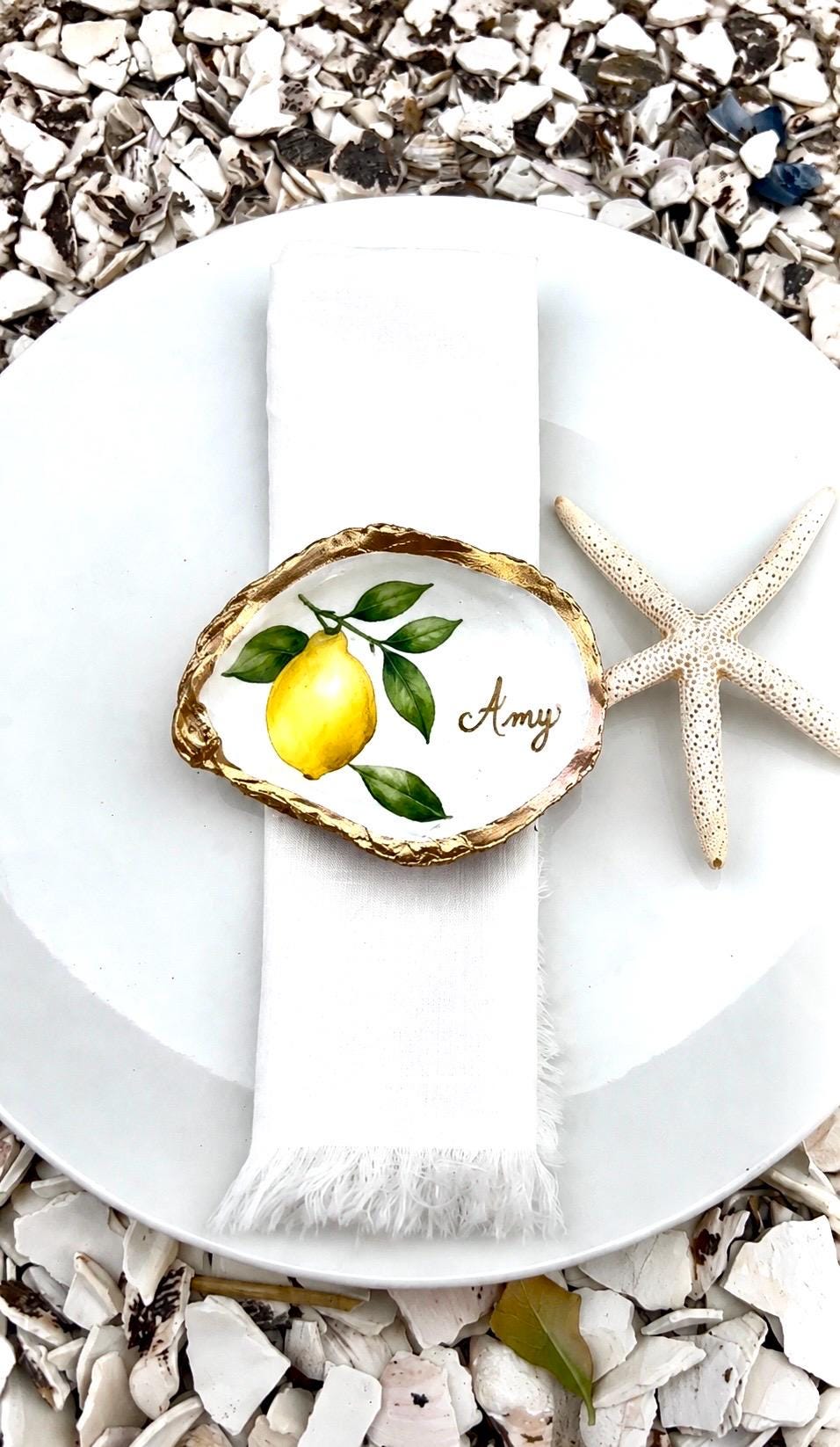 NANTUCKET Wedding Hydrangea Shell Place Card Cape Cod Hydrangea Wedding Favor Bridal Shower Place Setting, Custom Hydrangea Name Shell Dish