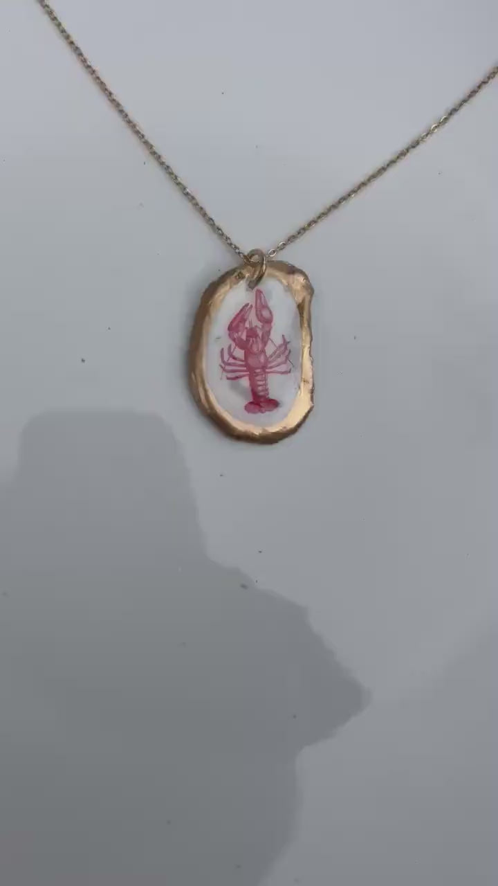 Custom Mahjong Tile Oyster Shell Pendant Necklace – Handcrafted Coastal Mahjong Jewelry, Personalized Mahjong Gift, Gold Oyster Mahj Gift